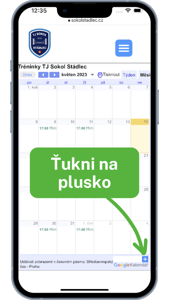 Google kalendář v telefonu - TJ Sokol Stádlec